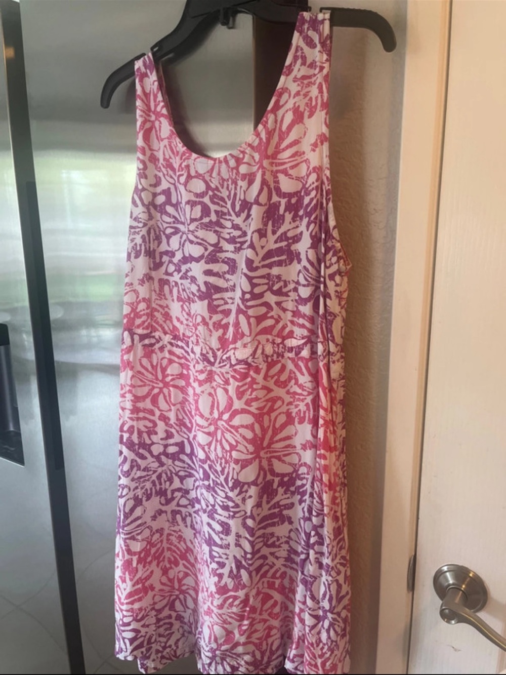 Sleeveless Pink & Purple Floral-Print Midi Dress